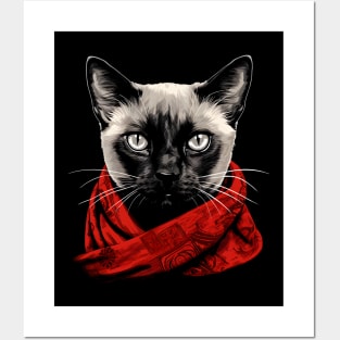 Siamese Kitten Wearing a Red Scarf Posters and Art